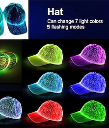 ieftine -capac fibră optică pălărie cu led cu 7 culori pălării luminoase de baseball edc cu încărcare prin usb capace de iluminare pentru petrecere de eveniment șapcă de Crăciun cu LED pentru vacanță
