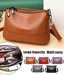economico -Per donna Borsa a tracolla Borsa Hobo pelle sintetica Shopping Giornaliero Cerniera Massima capacità Impermeabile Duraturo Tinta unica Pelle di serpente Rosso bordeaux re della terra Nero
