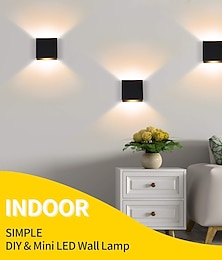 abordables -Lightinthebox lámpara de pared LED para exteriores impermeable 6w iluminación arriba y abajo luz de pared curvada de doble cabezal para interiores dormitorio moderno luz blanca cálida 90-264v