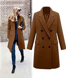 cheap -Women's Coat Casual Jacket Trench Coat Street Daily Wear Vacation Fall Winter Long Coat Loose Fit Thermal Warm Windproof Warm Stylish Sporty Chic & Modern Jacket Long Sleeve Pure Color Slim Fit Black