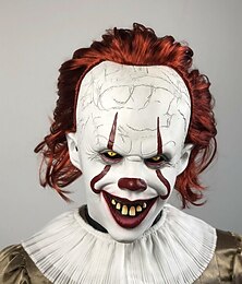 abordables -Il Pennywise Clown tueur Masque Adulte Unisexe Horreur Déguisement effrayant Halloween Carnaval mardi Gras Costume de carnaval facile