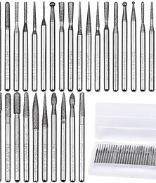 cheap -30Pcs Diamond Grinding Burr Needle Point Engraving Carving Polishing For Glass Jade Stone 3mm Drill Bit Rotary Tool Set