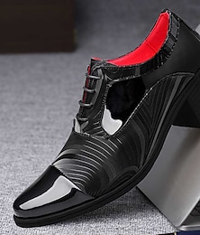 abordables -Hombre Oxfords Zapatos Derby Zapatos De Vestir Zapatos de incremento de altura Zapatos de esmoquin Casual Británico Boda Fiesta y Noche Cuero Patentado Altura Incrementando Cordones Negro Blanco