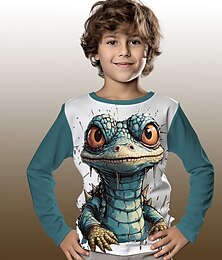 お買い得  -男の子 3D グラフィック カートゥン クロコダイル Tシャツ Ｔシャツ 長袖 3Dプリント 夏 春 秋 スポーツ ファッション ストリートファッション 子供 3〜12年 アウトドア カジュアル 日常 レギュラー