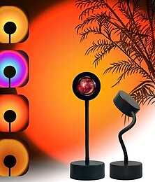 זול -מנורת מקרן שקיעה מנורת טיקטוק אורות USB פעולה קשת אור לילה אווירה מנורת שולחן סלון חדר שינה בית קפה רקע קישוט קיר אורות צבעוניים