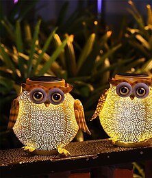 abordables -Solaire fer art dessin animé hibou lanterne cour sol insertion pelouse lumière jardin animal paysage décoration lumière led