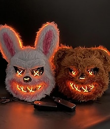 billige -halloween horror maske gløder blodig kanin skrekk kostyme rekvisitter halloween gløder maske plast skrekk kostyme