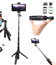 baratos -yunteng bastão de selfie extensível tripé monopé com obturador remoto bluetooth universal para iphone xs x 7plus smartphones gopro