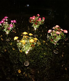 זול -רודודנדרון שמש חיצוני מדומה מנורת פרחים led פרח מלאכותי מנורת החדרת רצפה מנורת גן וחצר אורות דקורטיביים מסיבת חג אורות דקורטיביים