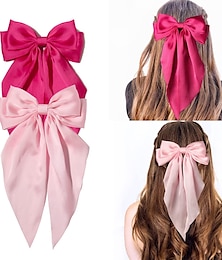 economico -1pc clip dell'arco dei capelli per le donne grandi fiocchi di capelli in raso clip a coccodrillo a coda lunga grande fiocco di capelli accessori per capelli delle ragazze fascino del partito di