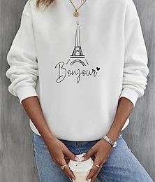 cheap -Women's Sweatshirt Burgundy Hoodie Pullover 100% Cotton Graphic Letter Street Casual Black White Yellow Vintage Basic Round Neck Long Sleeve Top Micro-elastic Fall & Winter