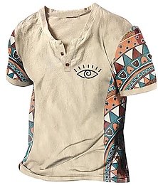 cheap -Men's T shirt Tee Henley Shirt Graphic Color Block Tribal V Neck Clothing Apparel 3D Printing Outdoor Daily Short Sleeve Print Designer Ethnic Classic Casual