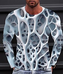 preiswerte -Herren T Shirt Graphic Abstrakt Rundhalsausschnitt Bekleidung 3D-Druck Outdoor Täglich Langarm Bedruckt Vintage Modisch Designer