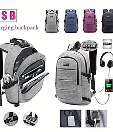 お買い得  -1pc 大容量ラップトップ収納バックパック通学屋外キャンプ旅行盗難防止防水スポーツバッグ usb 充電ポート父の日ギフト誕生日ギフト