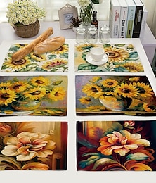 abordables -sets de table tournesols résistant à la chaleur set de table de ferme set de table résistant aux taches, set de table pour mariage cuisine table à manger décoration intérieure extérieure
