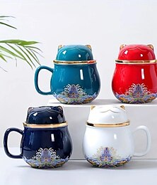 economico -set da tè da viaggio tazza da tè portatile in ceramica gatto fortunato - perfetto per viaggi, ufficio o come regalo!