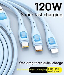 Недорогие -Дизайн 3 в 1 для Mac 120 Вт USB C Multi кабель для быстрой зарядки 3in1 несколько зарядных кабелей для телефонов USB C мульти кабель с типом c / micro usb / ip для samsung s23 s22 s21 для iphone 14 13