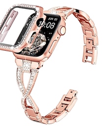رخيصةأون -سوار مجوهرات متوافق مع Apple Watchband 38 مم 40 مم 41 مم 42 مم 44 مم 45 مم 49 مم مع حالة ستانلس ستيل استبدال حزام الساعة إلى iwatch Series Ultra 8 7 SE 6 5 4 3 2 1