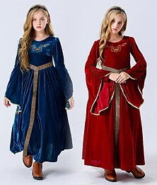 cheap -halloween cosplay medieval retro court aristocratic ball costume children's suede bell sleeve dress