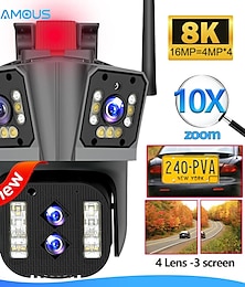 economico -16mp 8k wifi ip camera 10x zoom 4k telecamera di sicurezza esterna sorveglianza ai track quattro obiettivi tre mini street camera a 360 °