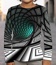 お買い得  -男の子 3D グラフィック 3D印刷 Tシャツ Ｔシャツ 長袖 3Dプリント 夏 春 秋 スポーツ ファッション ストリートファッション 子供 3〜12年 アウトドア カジュアル 日常 レギュラー