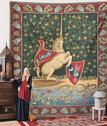 זול -שטיח קיר תלוי וינטג' מימי הביניים אמנות קיר שטיח קיר גדול תפאורה צילום רקע שמיכה וילון בית חדר שינה קישוט סלון