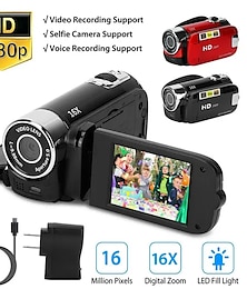 ieftine -camera video portabila pentru vlogging full hd 1080p 16mp 2,7 inci rotatie de 270 de grade ecran lcd zoom digital 16x camera video suport selfie fotografiere continua
