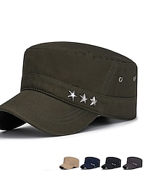 ieftine -Bărbați Bască Flat Cap militar Pălărie de cadet Negru Albastru Intens Bumbac Călătorie Stiluri de Plajă În aer liber Vacanță Simplu Ajustabile