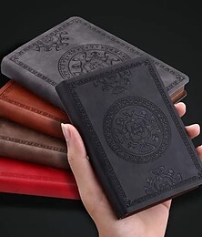 preiswerte -Taschennotizblock, tragbar, Retro-Muster, PU-Leder, Notizbuch, Tagebuch, Notizblock, Schreibwaren, Geschenk