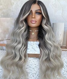 economico -Capelli Vergini Non Trattati 13x4 Fronte in Pizzo Parrucca Taglio Scalato Capelli brasiliani Ondulato Multicolore Parrucca 130% 150% Densità dei capelli Capelli Evidenziati / Balayage 100% Vergine