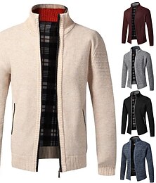 abordables -Homme Pull Chandail Robe pull Gilet Cardigan Pull Zippé Pull Veste Tricoter Zippé Poche Mao mode Décontractées Vêtement Tenue Automne Hiver Noir Vin S M L