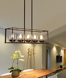 abordables -Lustres rectangulaires de ferme conception de revêtement 5 lumières pour luminaire de salle à manger sur table verona 5 luminaires lustre linéaire moderne lumières d'île pour éclairage de cuisine