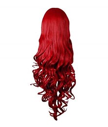 economico -Parrucca Cosplay Riccia Capelli Lunghi Resistenti al Calore Costumi Parrucche Anime Moda Ondulata Riccia Cosplay Feste Quotidiane Rossa 32 80 cm Parrucche di Halloween