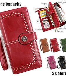 cheap -Women's Wallet Wristlet Credit Card Holder Wallet PU Leather Valentine's Day Shopping Daily Buttons Zipper Large Capacity Waterproof Lightweight Solid Color R863 green R863 black R863 wine red