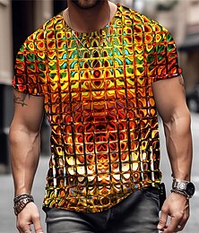 お買い得  -男性用 Tシャツ グラフィック 幾何学模様 メタリックシャツ クルーネック 衣類 3Dプリント アウトドア 日常 半袖 プリント ファッション デザイナー ヴィンテージ