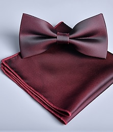 cheap -Men's Bow Tie Pocket Squares Handkerchiefs Neckties Bowtie Pre-Tied Bow Plain Wedding Birthday Party