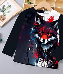 お買い得  -男の子 3D グラフィック 動物 オオカミ Tシャツ Ｔシャツ 長袖 3Dプリント 夏 春 秋 スポーツ ファッション ストリートファッション 子供 3〜12年 アウトドア カジュアル 日常 レギュラー
