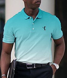 billige -Herre POLO T-skjorte Lapel Polo Button Up Poloer Golf skjorte Gradert Grafiske trykk Aftæpning Navyblå Blå Oransje Grønn Grå utendørs Gate Kort Erme Trykt mønster Klær Sport Mote Gatemote Designer