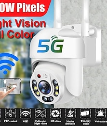 abordables -Full Color Night Vision Home Surveillance Camera HD IP Camera P2P CCTV PTZ IR Camera Outdoor Security Motion Detection 5G NetCam IP66 Waterproof Wireless Camera