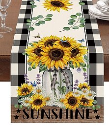 billiga -solrosor bordlöpare bondgård vårbordslöpare matsal boho bordsflagga dekor, bordsdekorationer för middag bröllopsfest semester