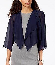 economico -Scialli Stole da donna Elegante Neutro Manica a 3/4 Chiffon Stole da matrimonio Con Colore Puro Per Matrimonio Primavera estate