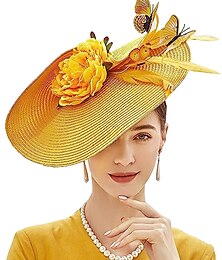 voordelige -fascinators synthetische vezel Halloween Kentucky Derby Glam zin in hebben Met Bloem Vlinder Helm Hoofddeksels