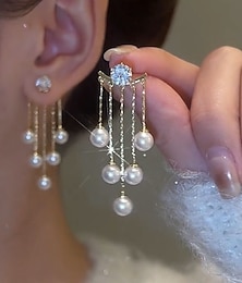 cheap -Women's Drop Earrings Fine Jewelry Tassel Fringe Precious Cute Stylish Earrings Jewelry White For Wedding Party 1 Pair