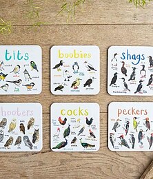 abordables -juego de 6 posavasos de juego de pájaros, posavasos de escritorio, posavasos cuadrado de pájaro, mesa creativa, posavasos de té antideslizante