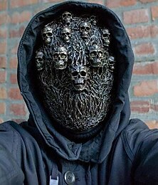 economico -maschera copricapo di scheletro di halloween, costumi del partito di cosplay gotico del cranio di halloween | spaventose forniture per feste di Halloween per costumi cosplay jiaben