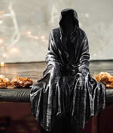 お買い得  -ハロウィン ホラー アート デザイン 樹脂 黒ローブ 死神 座像 ゴシック ダークナイト テロ 死神の装飾 ハロウィン ホーム デコレーション 本棚 デスクトップ 装飾 ギフト 1pc
