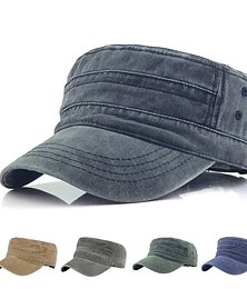 billiga -militär keps herr kadetthatt svart marinblå tvättad bomull ren färg justerbar dagligen snygg street dailywear vintage sport bärbar