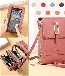 cheap -Touch Screen Mobile Phone Bag, Mini Flap Crossbody Bag, Fashion Faux Leather Purse, Vertical Wallet With Card Slots