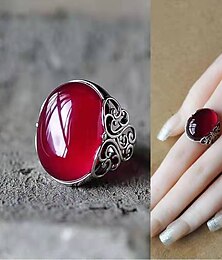 economico -1 pc Anello regolabile For Per donna Blu Regalo Giornaliero Appuntamento Resina Lega Retrò Gioia