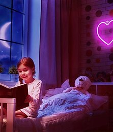 お買い得  -LEDネオンサインピンクハートナイトライトバッテリーUSB電源テーブル壁装飾ライトプレイルーム寮結婚式誕生日パーティー家の装飾バレンタインデー母の日